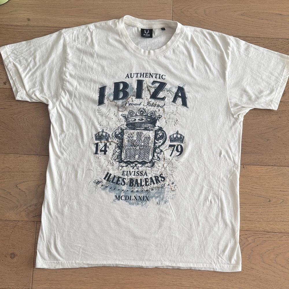 Fox Originals authentic Ibiza Oroud Island off white soft cotton t-shirt
